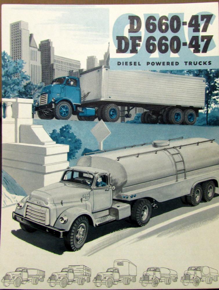 1954 GMC D 660 47 & DF 660 47 Diesel Truck Model Sales Brochure Folder Original