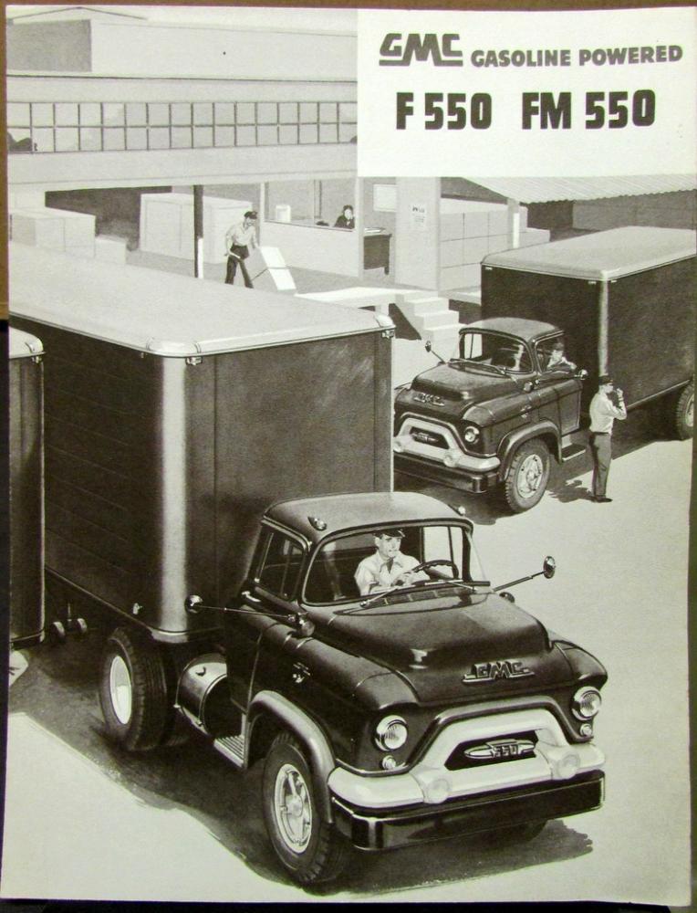 1955 GMC F 550 & FM 550 Gasoline Powered Truck Sales Brochure Folder Original