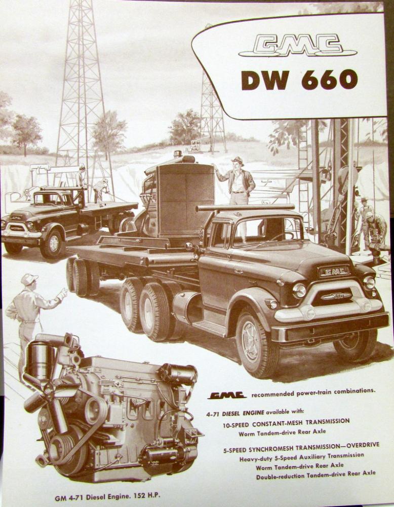 1957 GMC Truck DW 660 Series Original Data Sheet Sales Brochure