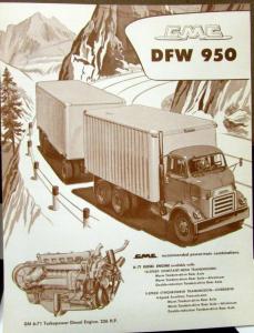 1957 GMC Truck DFW 950 Series Original Data Sheet Sales Brochure