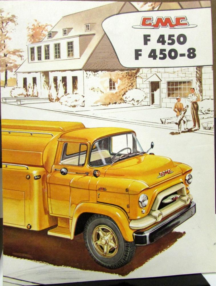 1957 GMC F 450 & F 450 8 Truck Series Color Sales Brochure Folder Original