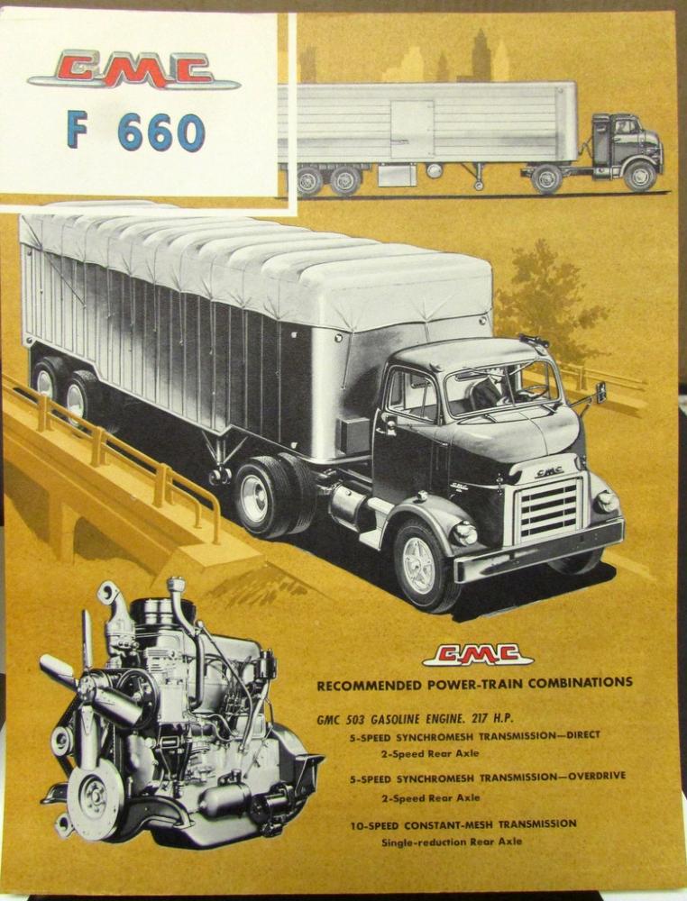 1958 GMC Truck F 660 Series Original Color Data Sheet Sales Brochure