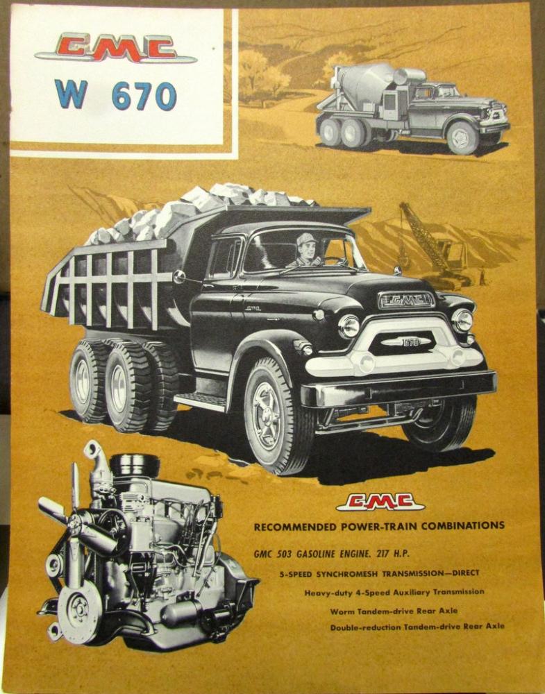 1958 GMC W 670 Series Truck Data Sheet Sales Brochure Original