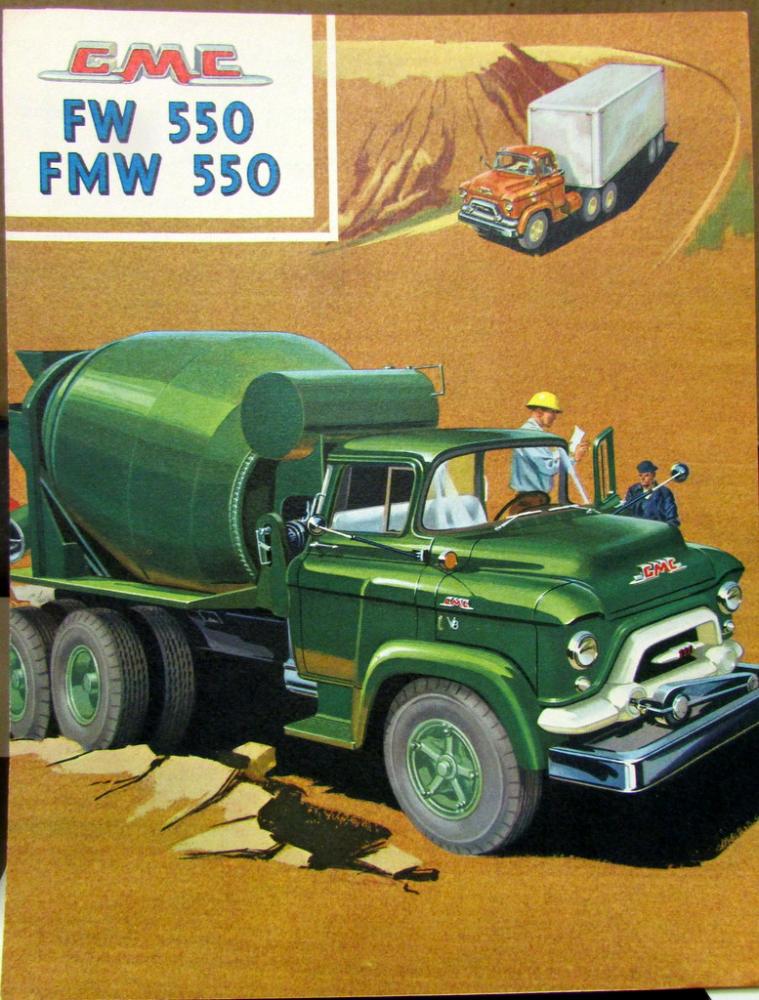1958 GMC 550 FW & FMW Truck Series Color Sales Brochure Folder Original