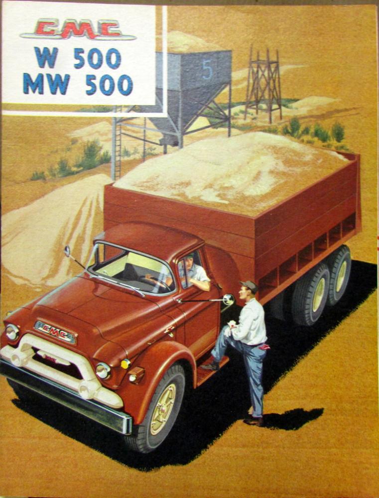 1958 GMC W 500 & MW 500 Series Truck Color Sales Brochure Folder Original