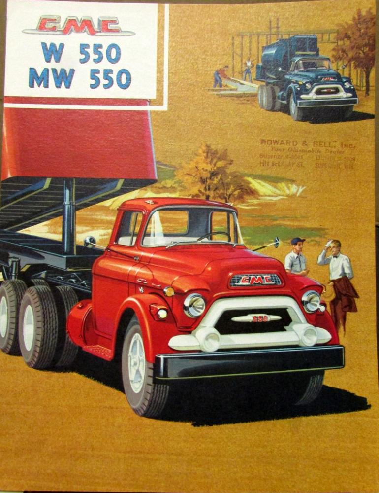 1958 Gmc 550 W And Mw Truck Series Color Sales Brochure Folder Original