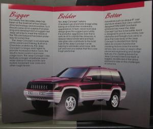 1990 Jeep Experimental Concept I Color Sales Brochure Folder Original