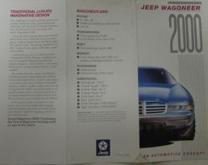 1991 Jeep Wagoneer 2000 Concept Car Original Color Sales Brochure Folder