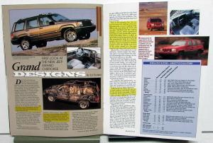 1993 Jeep Grand Cherokee Road & Track Car & Driver Original Color Sales Brochure