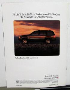 1993 Jeep Grand Cherokee Road & Track Car & Driver Original Color Sales Brochure